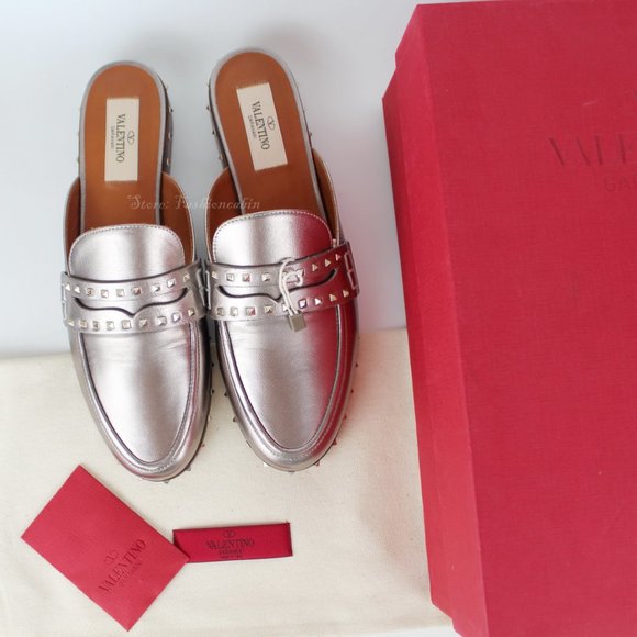 Valentino Garavani Shoes - NEW VALENTINO GARAVANI Soul Rockstud Leather Flat/ Mule, EU 36.5
